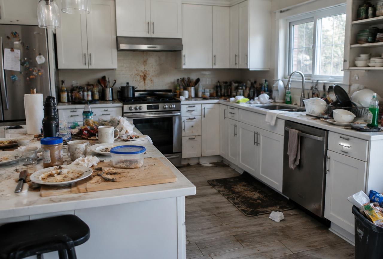 Kitchen before cleaning